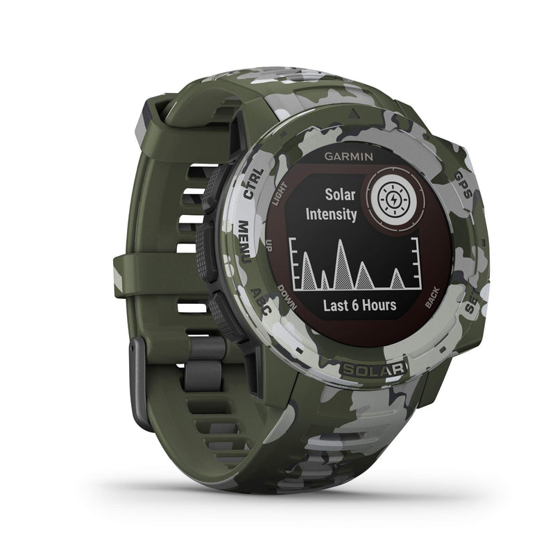 Garmin Instinct SOLAR, Rugged GPS Smartwatch, Built-in Sports Apps and Health Monitoring, Solar Charging and Ultratough Design Features, Lichen Camo