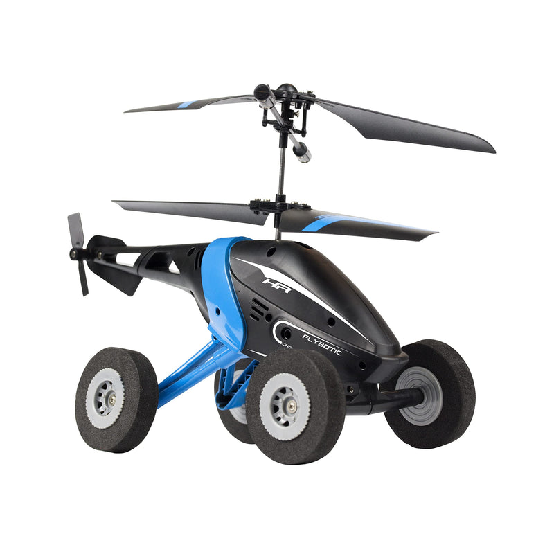 FLYBOTIC Air Wheelz, Rechargeable RC Heilcopter, 2-Channel Helicopter with LED Lights, Drive on Land and Fly, Auto-Stable Technology, Suitable for 10+