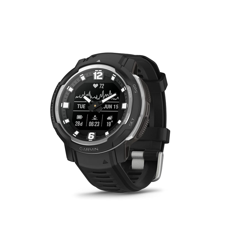 Garmin Instinct Crossover, Hybrid Rugged Smartwatch, Analogue Hands and Digital Display, Ultratough Design Features, Thermal and Shock Resistant, Up to 28 days battery life, Black