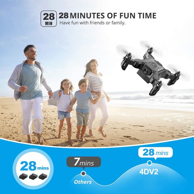 4DRC Mini Drone for Kids and Beginners RC Foldable Nano Pocket Quadcopter with Auto Hovering, One Key Return, Headless Mode, 3D Flips, 3 Speed Adjustment and 3 Extra Batteries Toys for Boys and Girls