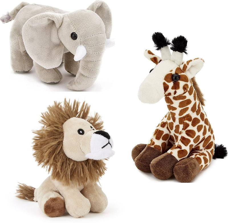 Zappi Co x3 Tripple Pack of Childrens Playful Soft Cuddly Plush Toy realistic life like (12-15CM/5-6 Inches) (Elephant + Giraffe +Lion)