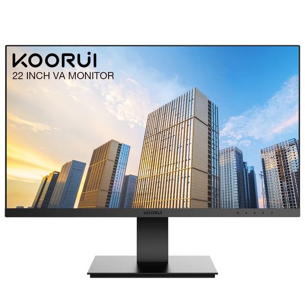 KOORUI 22 Inch Business Computer Monitor, FHD 1080p 75hz Desktop Monitor, Ultra Thin Eye Care Bezel HDMI VGA Ports LED Monitor for PC, Black