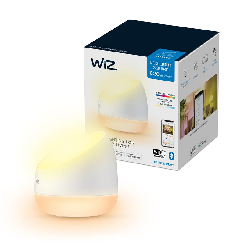 WiZ Squire Smart Table Lamp [White] Smart Home Lighting for Indoor Tables, Decoration and Mood. Connect with Wi-Fi/Bluetooth