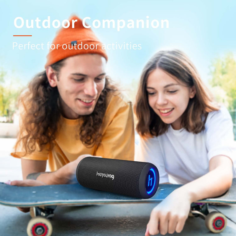 HEYSONG Bluetooth Speaker, Portable Wireless Waterproof Speakers with Led Light, 30W Stereo, Good Bass, TF Card, USB Playback, Dual Pairing For Camping, Pool, Shower, Bike, Kayak, Beach, Gifts for Men