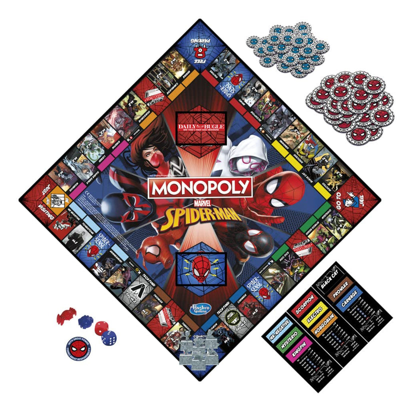 Monopoly: Marvel Spider-Man Edition Board Game, Play as a Spider Hero, Fun Game to Play for Kids Ages 8 and Up