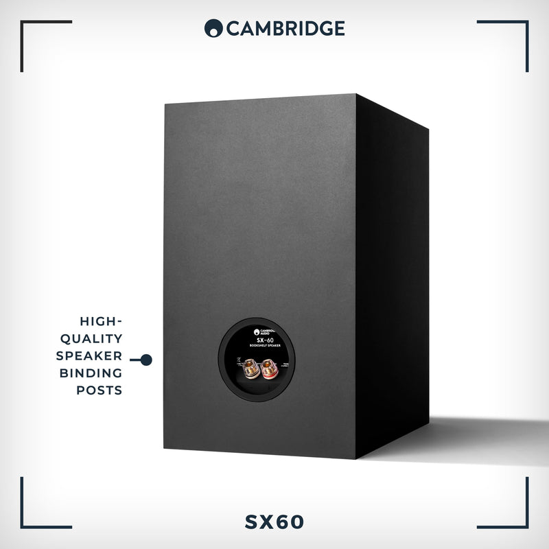 Cambridge Audio SX60 - Pair of Passive Wired Standmount Speakers for HiFi or Home Cinema System - Optimised for Smooth and Even Frequency Response - Matte Black