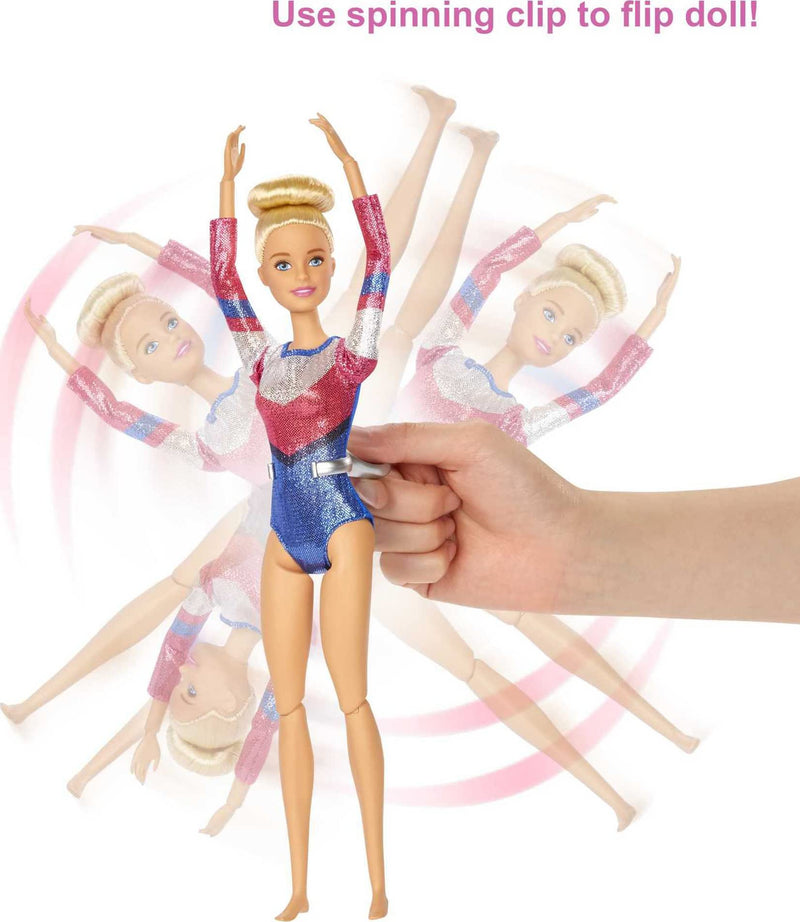 Barbie You Can Be Anything Doll, Gymnast Doll Playset with Blonde Barbie Doll, Balance Beam and 15 Gymnastic Doll Accessories, Toys for Ages 3 and Up, One Barbie Doll, GJM72