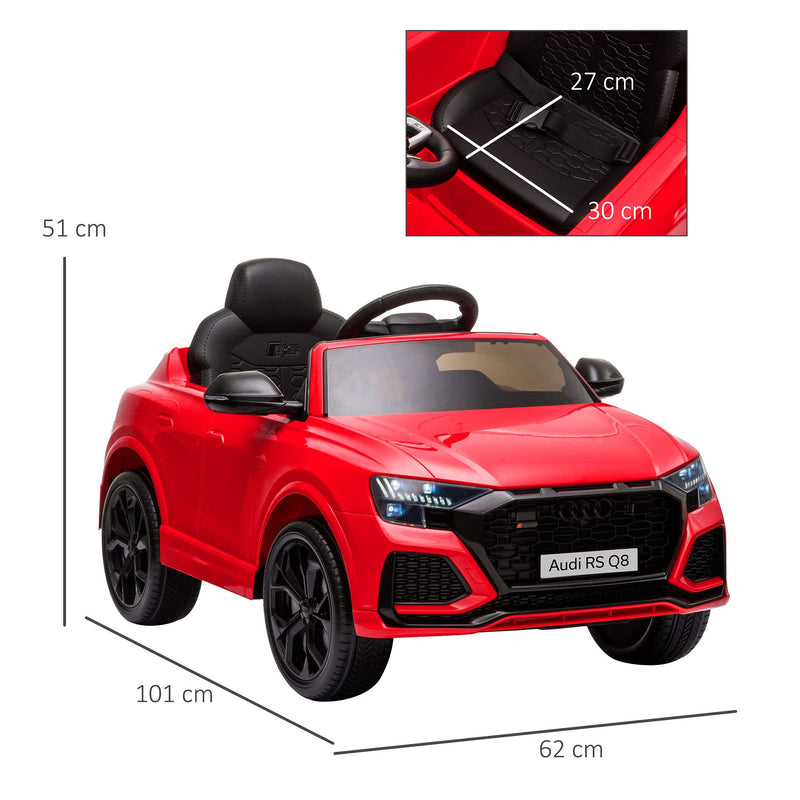 HOMCOM Audi RS Q8 Licensed 6V Kids Electric Ride On Car Toy Car with Remote Control Music Lights USB MP3 Bluetooth for 3-5 Years Old Red