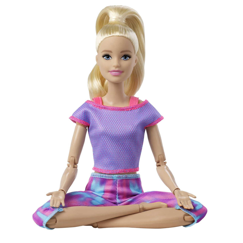 Barbie Made to Move Doll with 22 Flexible Joints & Long Blonde Ponytail Wearing Athleisure-wear for Kids 3 to 7 Years Old, GXF04