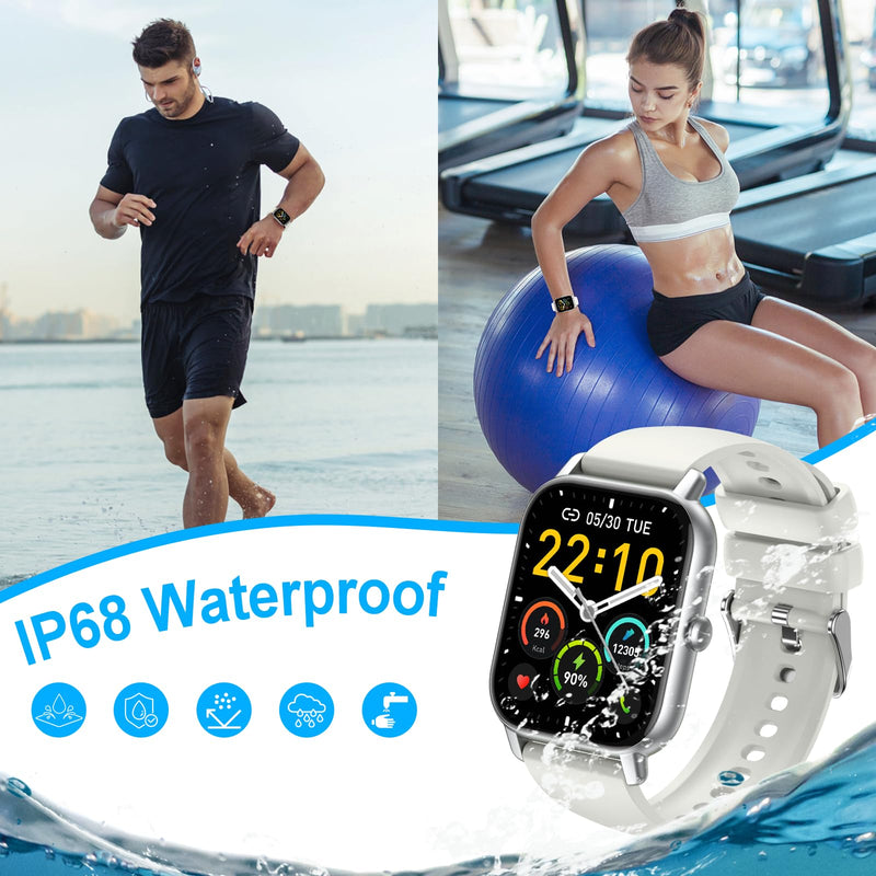 Smart Watch for Men Women Answer/Make Calls, 1.85" Fitness Watch with Heart Rate Sleep Monitor, Step Counter, 100+ Sports, IP68 Waterproof Compatible with Android IOS