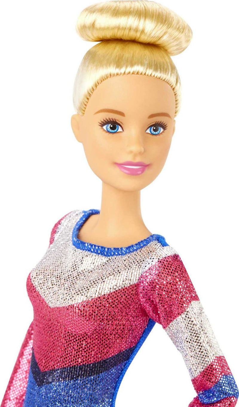 Barbie You Can Be Anything Doll, Gymnast Doll Playset with Blonde Barbie Doll, Balance Beam and 15 Gymnastic Doll Accessories, Toys for Ages 3 and Up, One Barbie Doll, GJM72