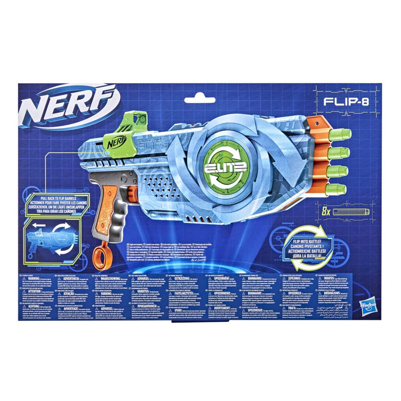 Nerf Elite 2.0 Flipshots Flip-8 Blaster, 8 Dart Barrels Flip to Double Your Blasting, 8-Dart Capacity, 8 Nerf Darts