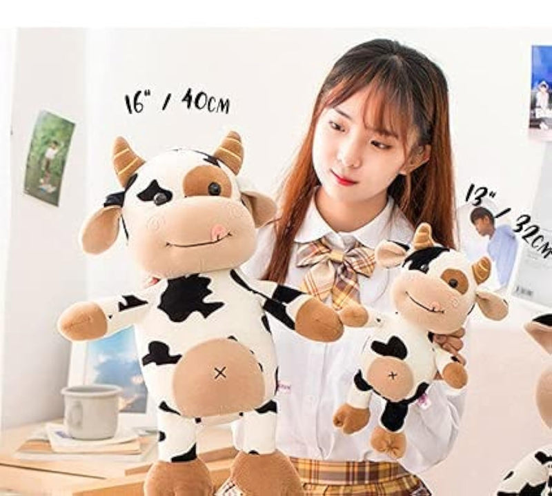 Cow Plush Toy, 40 cm Stuffed Animal Throw Plushie Pillow Doll, Soft Fluffy Friend Hugging Cushion - Present for Every Age & Occasion