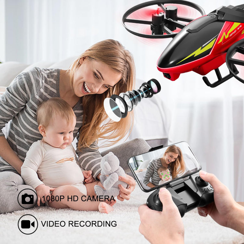 4DRC M3 Helicopter Mini Drone with 1080p Camera for Kids, Remote Control Quadcopter Toys Gifts for Boys Girls with FPV Live Video,3D Flips, Gestures Selfie, Altitude Hold, One Key Start, 2 Batteries