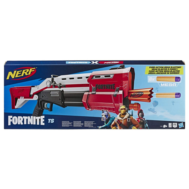 NERF Fortnite TS Blaster - Pump Action Dart Blaster, 8 Official Mega Fortnite Darts, Dart Storage Stock - For Youth, Teens, Adults, Red