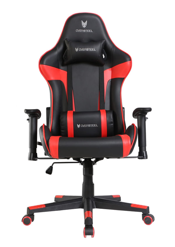 Oversteel - ULTIMET Professional Gaming Chair Leatherette, 2D Armrests, Height Adjustable, Reclining Backrest 180º, Gas Piston Class 3, Up to 120Kg, Red