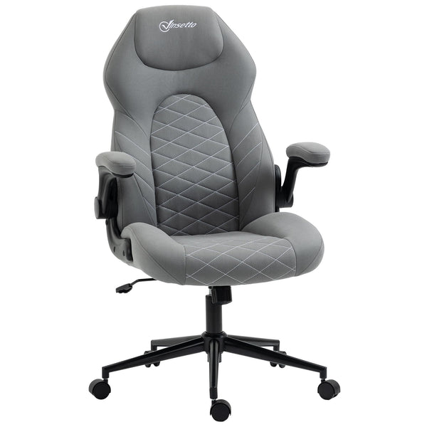 Vinsetto Gaming Chair, Office Desk Chair, Comfy Computer Chair with Adjustable Arms and Rolling Wheels for Home Work Study, Light Grey