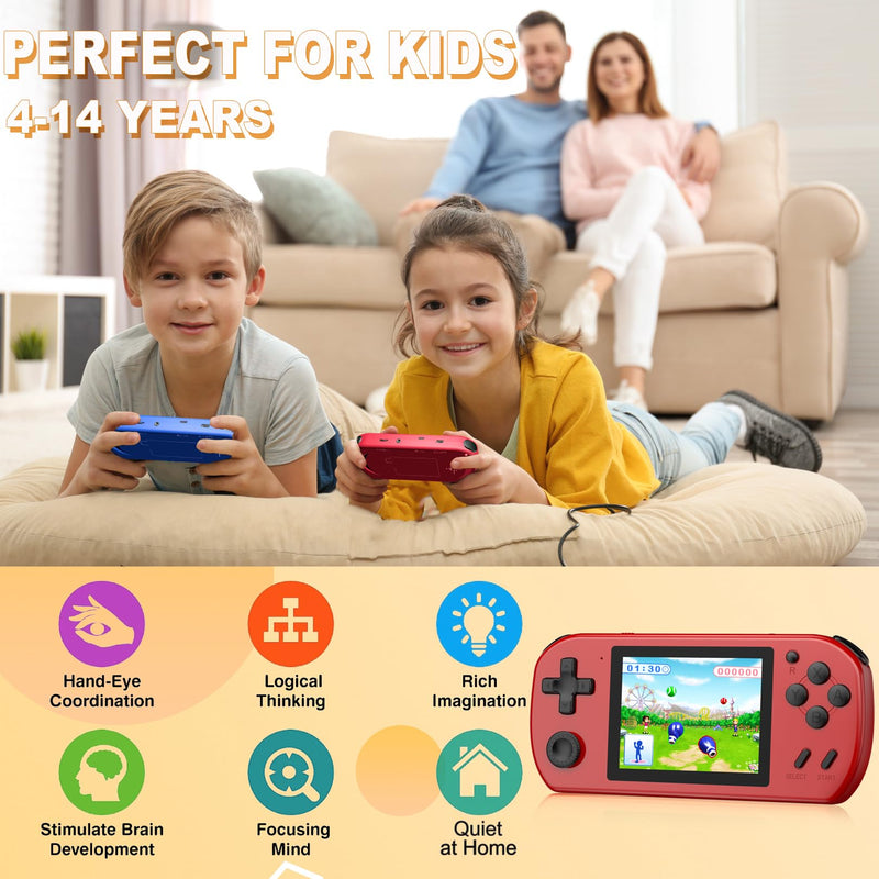 CULAGEiMi Handheld Game Console for Kids Adults Built-in 270 Retro Video Games, Portable Gaming System with Rechargeable Battery Gampad, Mini Arcade Toys Supports 2 Players Birthday Xmas Gifts, Red