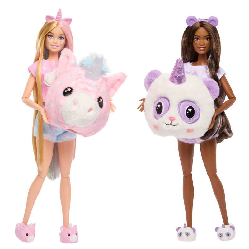 Barbie Cutie Reveal Slumber Party gift set, 2 Dolls with surprises and accesories, gift for ages +3 year old, HRY15