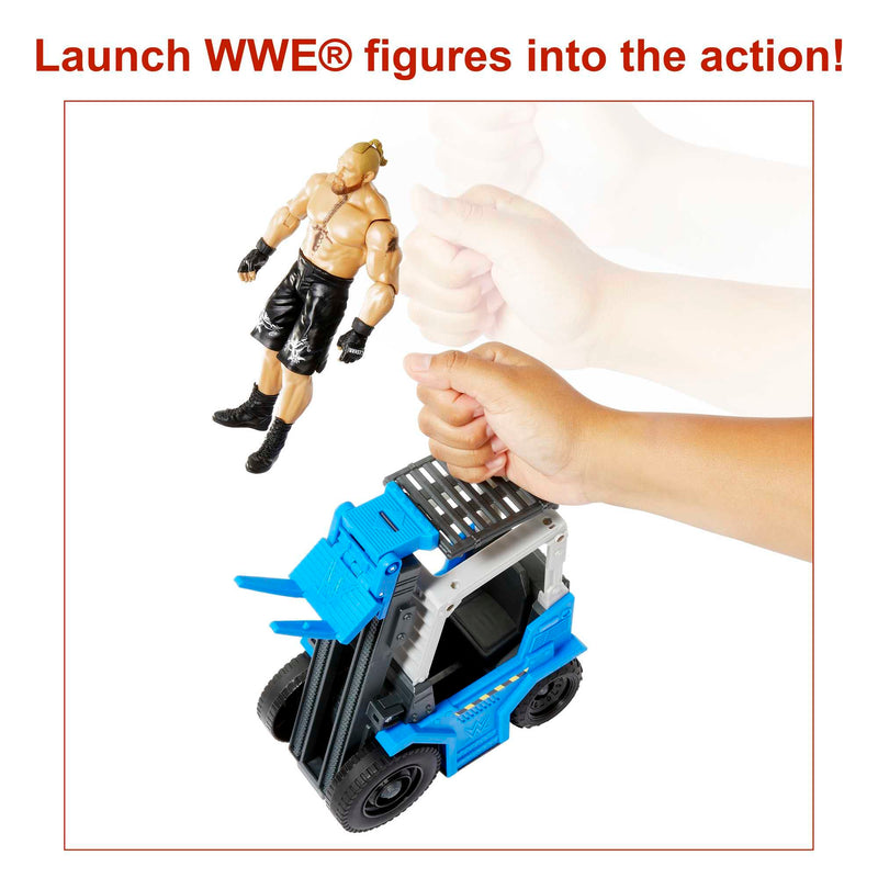 WWE MATTEL Wrekkin Slam N Stack Forklift Vehicle with Lifting Action and Breakable Parts, Includes 6-inch Brock Lesnar Basic Action Figure, Gift for Ages 6 Years Old & Up, HLM00