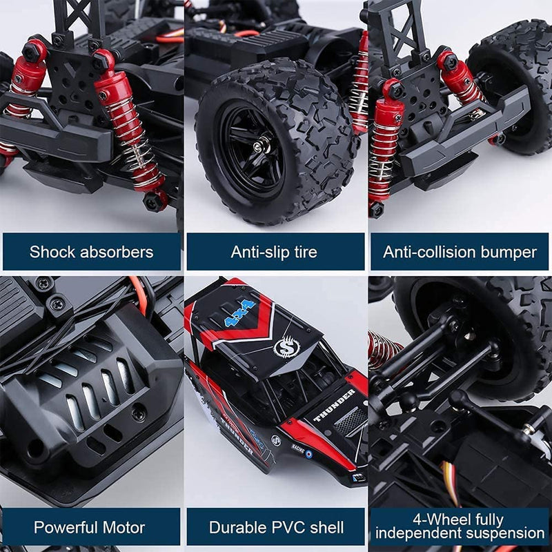 MaxTronic Remote Control Cars, 36KM/H High Speed RC Car,4x4 All Terrain Off Road 1/18 Radio Controlled MonsterTruck, 2.4Ghz Rock Crawler, Rechargeable Fast Drift Cars, Toy Gift for Adults Boys & Kids