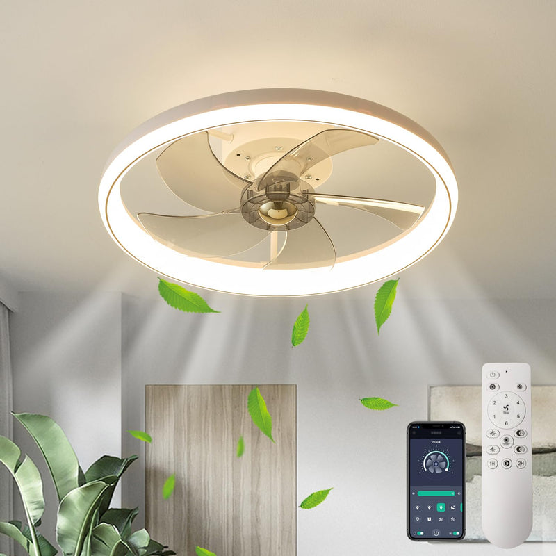 LMiSQ Modern Ceiling Fans with Lights Reversible Fan with Remote 50cm Smart Ceiling Fan Lighting Timing 6 Speeds Low Profile Ceiling Fan with Light Dimmable LED Fan Light Flush Mount for Bedroom