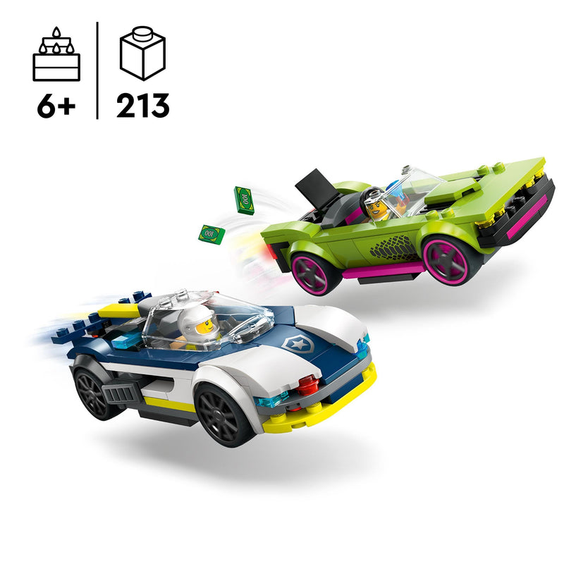 LEGO City Police Car and Muscle Car Chase, Racing Vehicle Toys for 6 Plus Year Old Boys & Girls, Fun Gift for Kids Who Love Pretend Play, Includes Officer and Crook Minifigures 60415