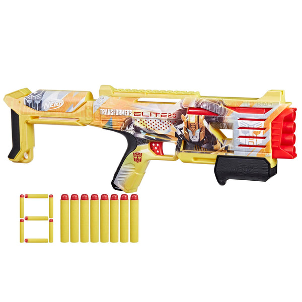 Nerf Transformers Bumblebee Dart Blaster, Includes 8 Nerf Elite Darts, Pump Action