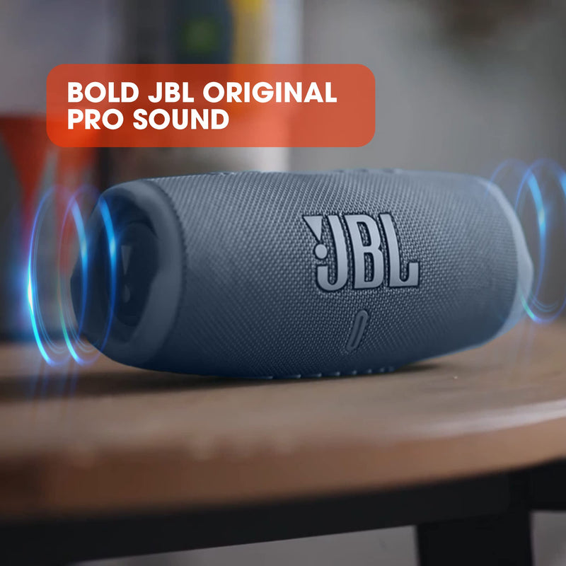 JBL Charge 5 - Portable Bluetooth Speaker with deep bass, IP67 waterproof and dustproof, 20 hours of playtime, built-in powerbank, in blue