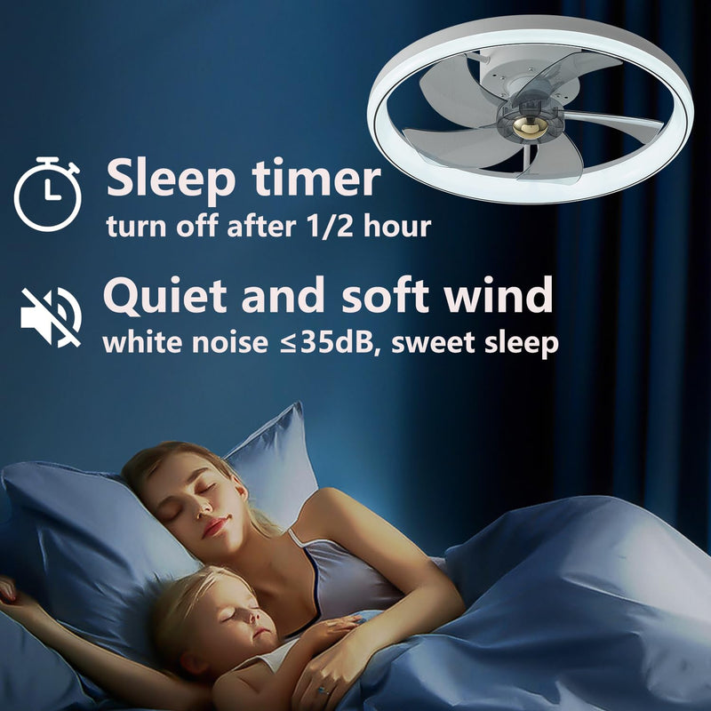 LMiSQ Modern Ceiling Fans with Lights Reversible Fan with Remote 50cm Smart Ceiling Fan Lighting Timing 6 Speeds Low Profile Ceiling Fan with Light Dimmable LED Fan Light Flush Mount for Bedroom