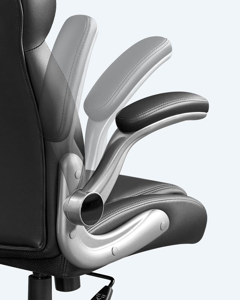 SONGMICS Office Chair, Ergonomic Gaming Chair, Adjustable Headrest, Tilt Function, Foldable Armrests, Swivel Castors, Adjustable Height, E-sports Chair, Ink Black OBG65BKUK