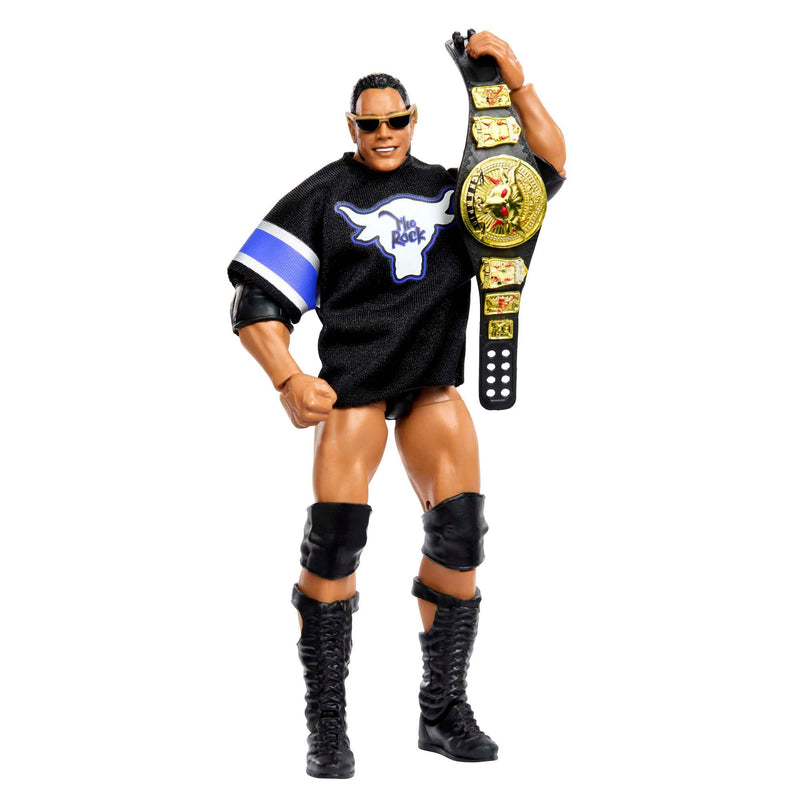 WWE Action Figures, WWE Elite The Rock Figure with Accessories, Collectible Gifts, HKN81, 6 inch