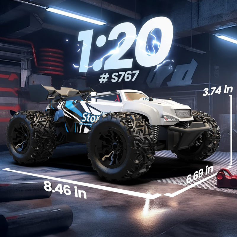 DEERC Remote Control Cars Monster Truck W/ 2 Batteries for 40 Min Play, All-Terrain 2.4GHz RTR Rock Crawler Toy Gift for Boys Girls Kids Beginners