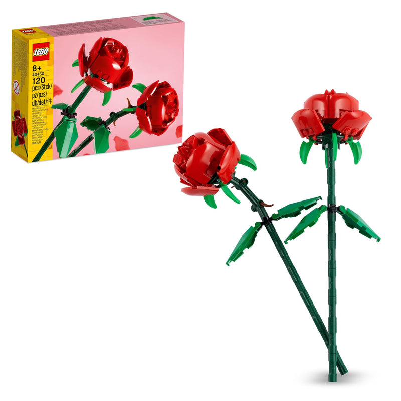 LEGO Creator Roses, Flowers Set, Compatible with Flower Bouquets, Bedroom Decor, Valentine's Day Gift, Room Accessories or Desk Decoration, for Girls, Boys and Flower Fans, 40460