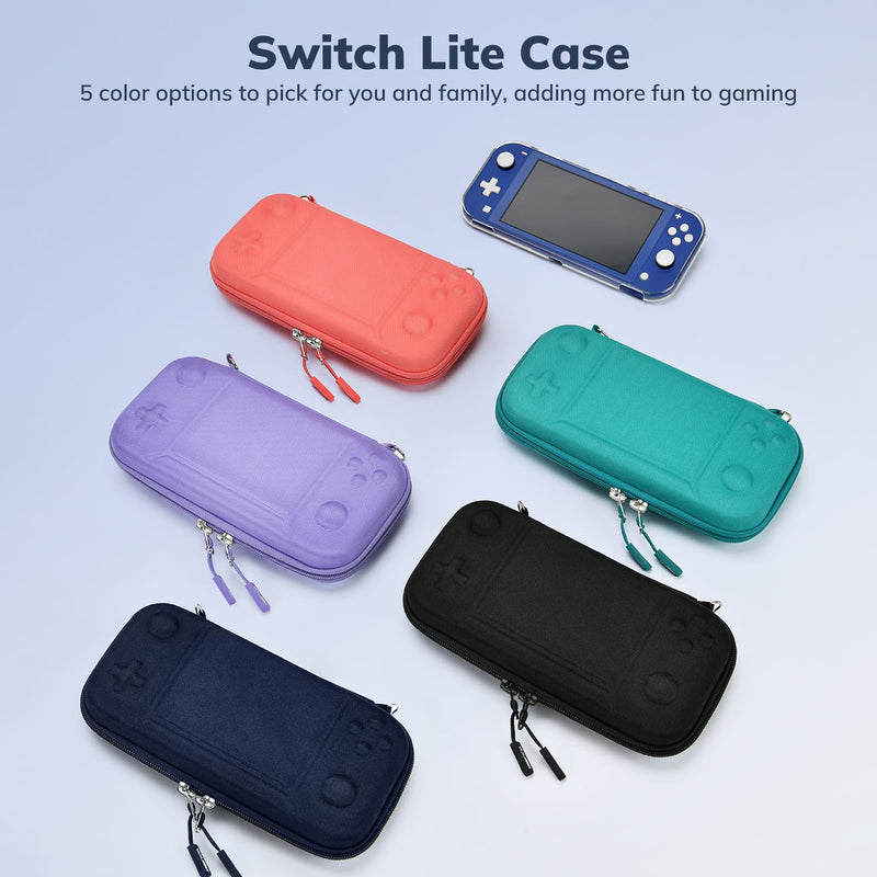 Younik Switch Lite Case, 14 in 1 Switch Lite Accessories Bundle with Carrying Case, Clear Protective Case, Game Card Case, 2 Screen Protectors, 6 Thumb Grips, Pendant, Blue Carry Case for Switch Lite
