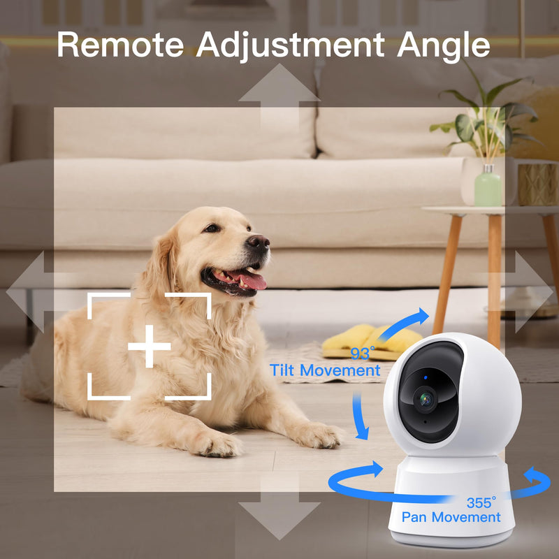 LAXIHUB Pet Dog Cameras with Phone App, 2K 3MP Indoor WiFi Security Camera for Baby Cat Puppy, 360° Home Security, Night Vision, Motion/Sound Detection, Smart Tracking, 2-Way Talk, Work with Alexa