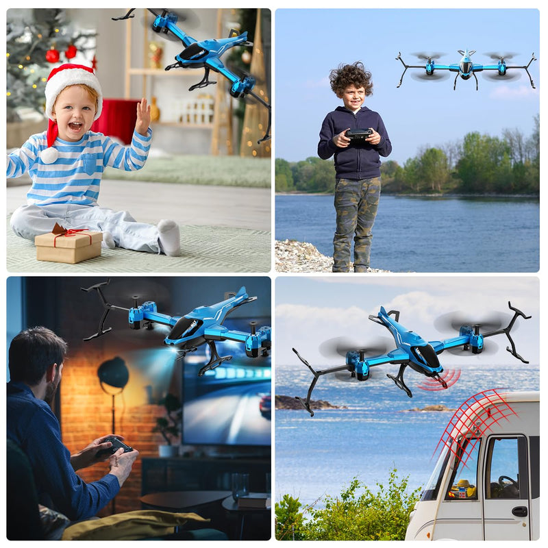 VATOS Remote Control Helicopter 2.4G, All in 1 Super Function 360° Flip, Obstacle Avoidance, Altitude Hold, One Key take Off/Landing, RC Helicopter Plane with LED Light Toy Gifts for Kids Adults