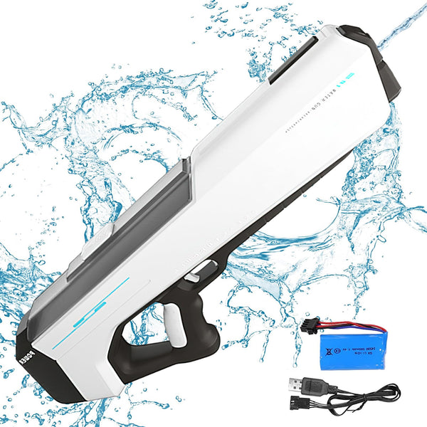 The Most Powerful Automatic Electric Water Guns for Adults/Kids, Newest Electric Water Gun Toy, Lithium Battery powered, Auto Water Sucking, Automatic Water Gun for Boys and Girls (White)