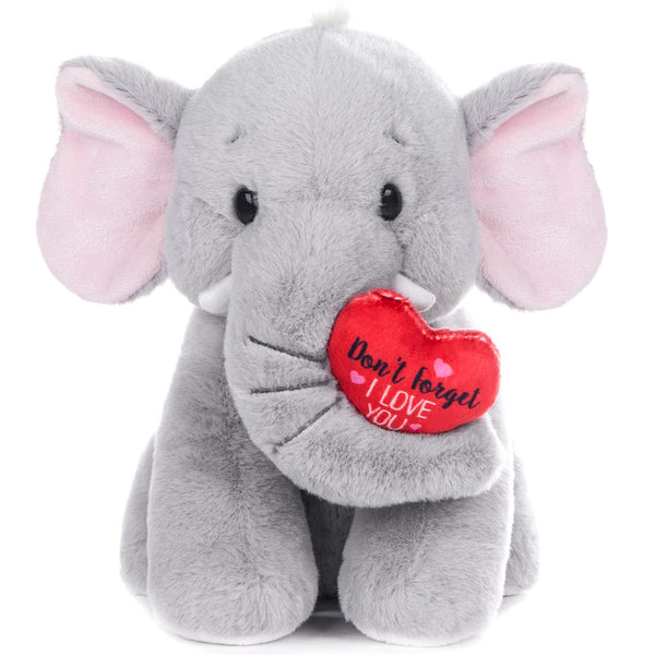 My OLi Plush Elephant Teddy 22cm Soft Elephant with Red Heart Stuffed Animal I Love You Elephant Plush Toys for Babies Kids Boys Girls Lover