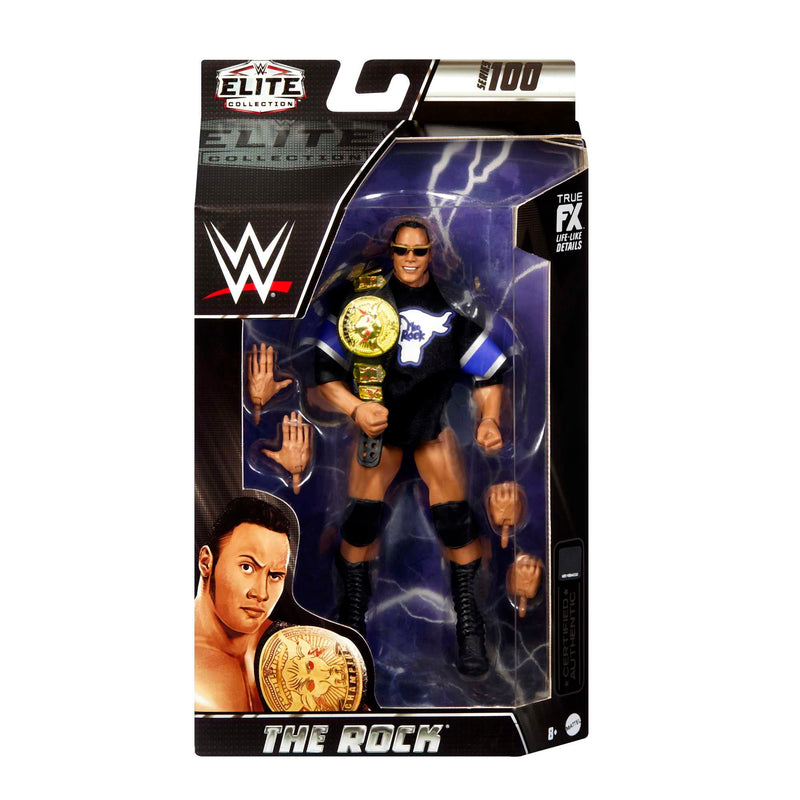 WWE Action Figures, WWE Elite The Rock Figure with Accessories, Collectible Gifts, HKN81, 6 inch