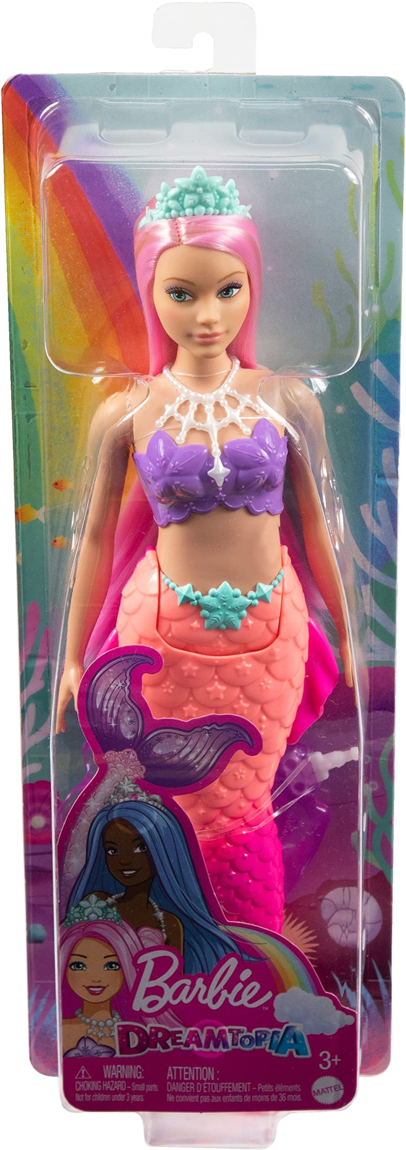 Barbie Dreamtopia Mermaid Doll (Curvy, Pink Hair) With Pink Ombre Mermaid Tail and Tiara, Toy for Kids Ages 3 Years Old and Up