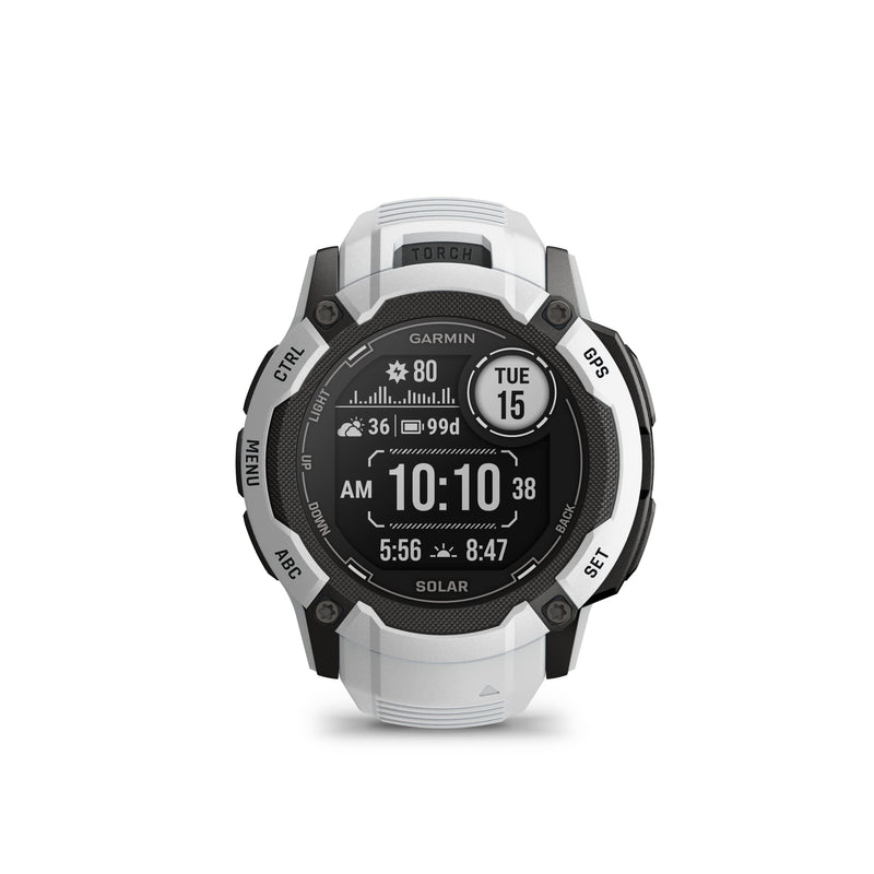 Garmin Instinct 2X SOLAR, Large Rugged GPS Smartwatch, Built-in Sports Apps and Health Monitoring, Solar Charging and Ultratough Design Features, Whitestone