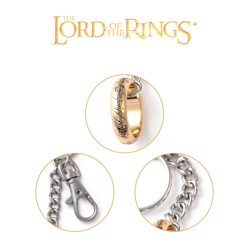 The Noble Collection Lord of the Rings One Ring Keychain - 2.6in (6.5cm) LOTR Film Set Movie Merchandise Jewellery Props Gifts