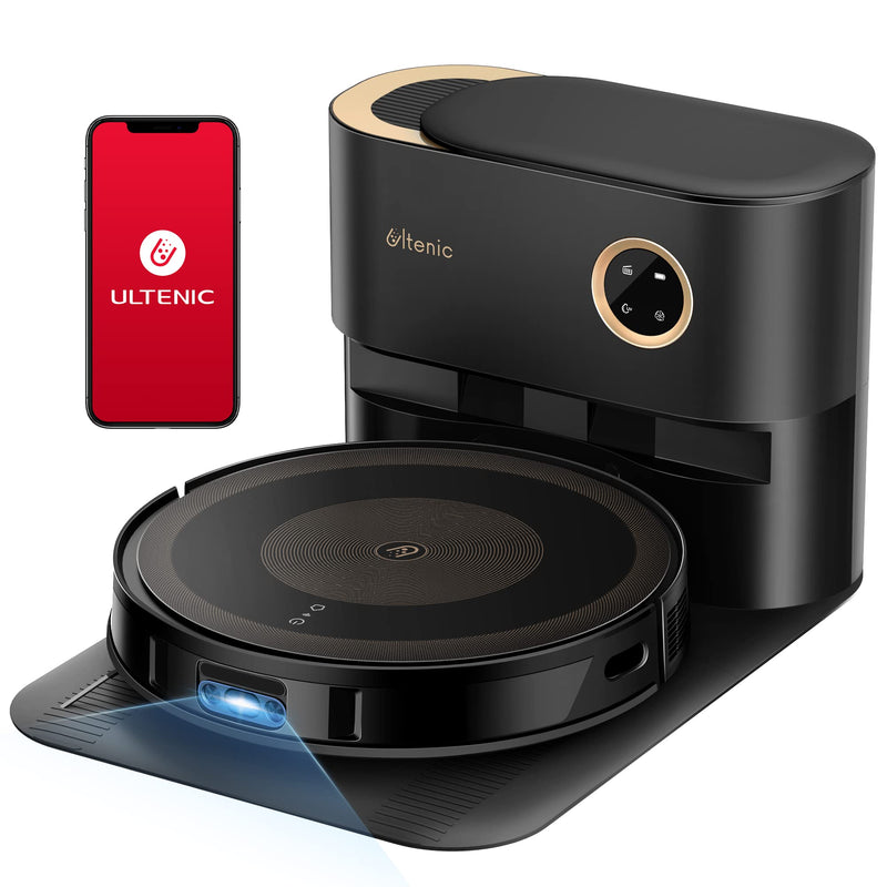 Ultenic TS1 Robot Vacuum Cleaner with Mop, DualSpinPower Mopping, 3000Pa Suction Robotic Vacuums with Self Emptying Station, NaviFree Smart Navigation, Advanced App Control, Works with Alexa