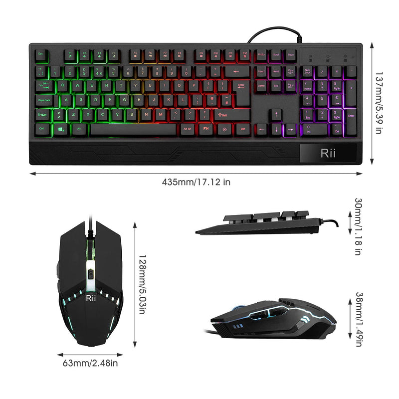 Rii Gaming Keyboard and Mouse,RGB Light Up Keyboard and Mouse Set for PS4,Xbox for Gaming ,Working-UK Layout