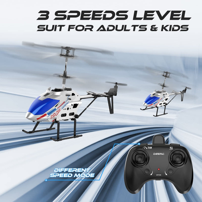 DEERC Remote Control Helicopter, 3.5 CH Altitude Hold RC Helicopters w/Gyro for Beginner, 2 Shells LED Light One Key Take Off/Landing, 2.4GHz Aircraft Indoor Flying Toy for Kids Boys Girls