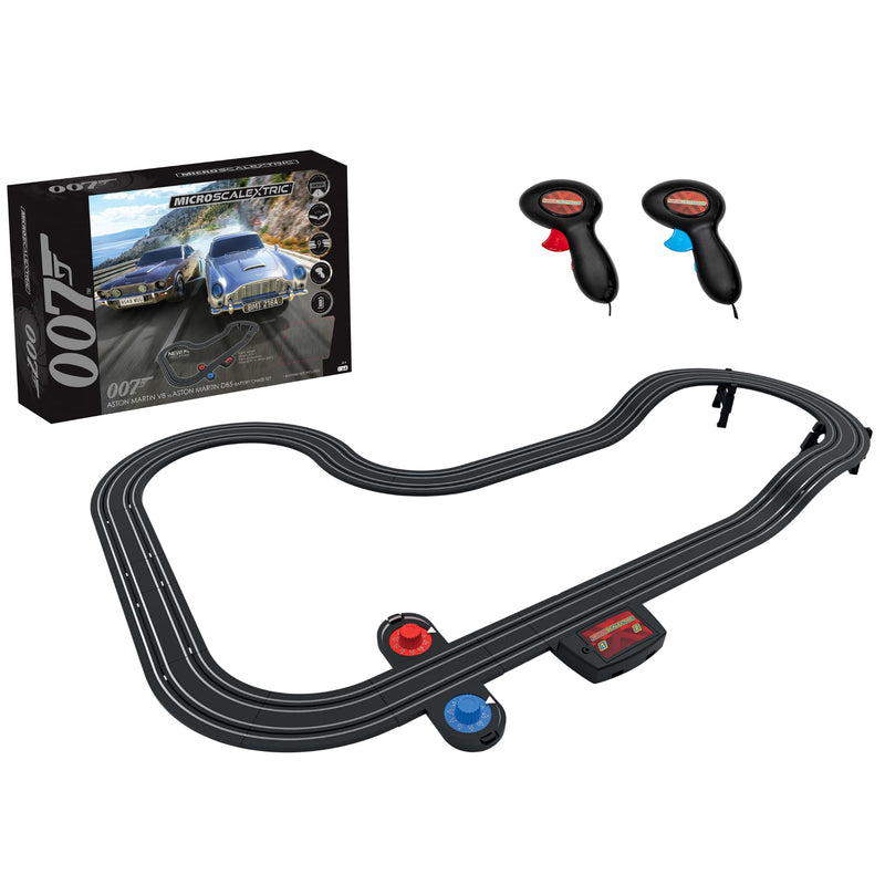 Micro Scalextric Sets for Kids Age 4+, James Bond 007 Race Set - Aston Martin - Battery Powered Electric Racing Track, Slot Car Race Tracks - Includes: 2x Cars, Track, Battery Powerbase & Controllers