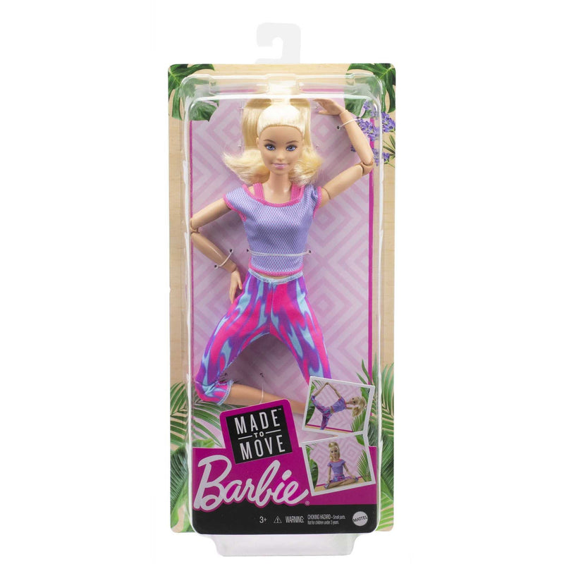 Barbie Made to Move Doll with 22 Flexible Joints & Long Blonde Ponytail Wearing Athleisure-wear for Kids 3 to 7 Years Old, GXF04