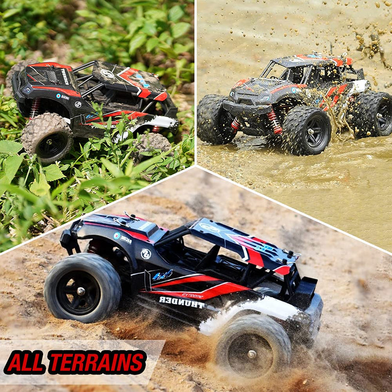 MaxTronic Remote Control Cars, 36KM/H High Speed RC Car,4x4 All Terrain Off Road 1/18 Radio Controlled MonsterTruck, 2.4Ghz Rock Crawler, Rechargeable Fast Drift Cars, Toy Gift for Adults Boys & Kids