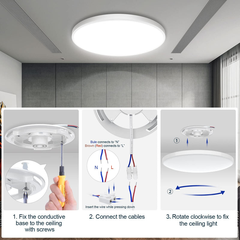 Taipow LED Ceiling Light with Remote Control, 30W Flush Led RGB Colour Changing Ceiling Light Compatible with Alexa and Google Home, Smart Round Ceiling Lighting for Kids Bedroom Hallway (2700-6500K)